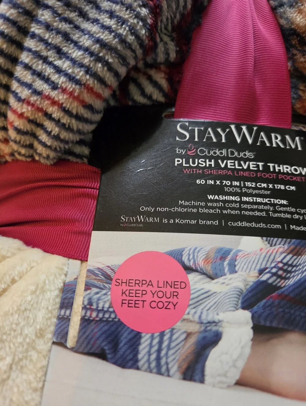 Cuddl Duds Cozy Plush Sherpa Blanket 60 x 70 Stay Warm Super Soft Luxury Throw